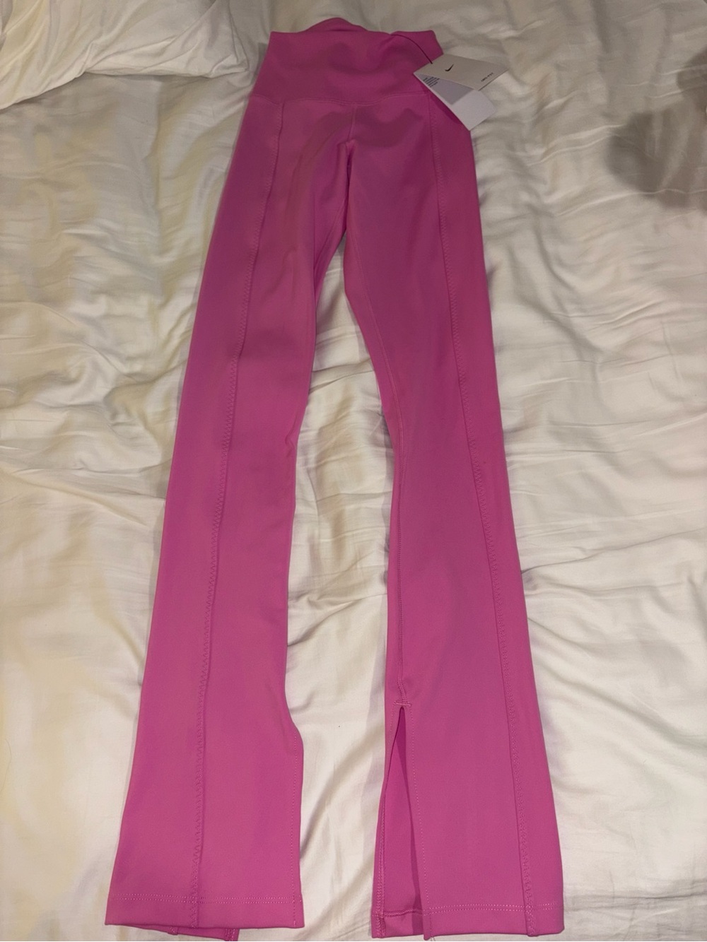 Nike Pink High-Rise Tight Leggings with White Swoosh
